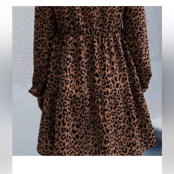 All Over Leopard Print Bishop Sleeve Dress - Picture 5 of 7